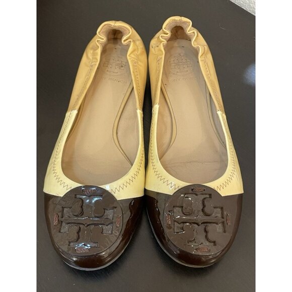 Tory Burch Reva Ballet Flats 5.5 Yellow Slip On Shoes Sandals Twee Luxury Casual - Picture 2 of 6